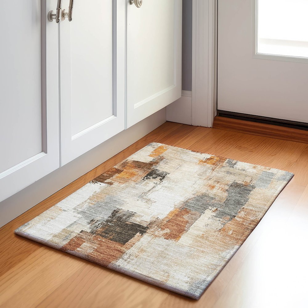 Machine Washable Indoor/Outdoor Chantille Ivory 1'8" x 2'6" Rug. Picture 5