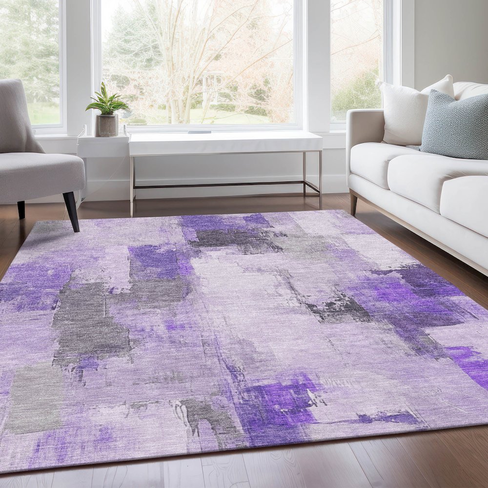 Machine Washable Indoor/Outdoor Chantille Lavender 2'6" x 3'10" Rug. Picture 6