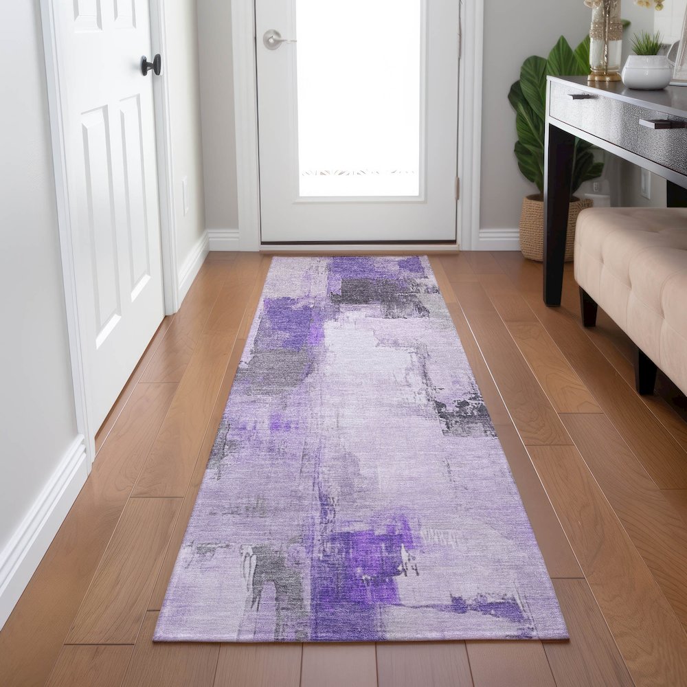 Machine Washable Indoor/Outdoor Chantille Lavender 2'3" x 7'6" Runner Rug. Picture 5