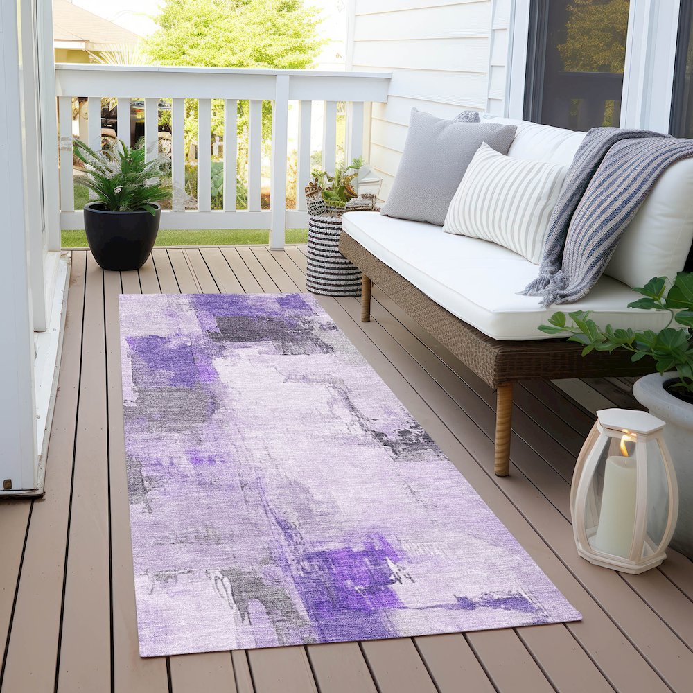 Machine Washable Indoor/Outdoor Chantille Lavender 2'3" x 7'6" Runner Rug. Picture 6