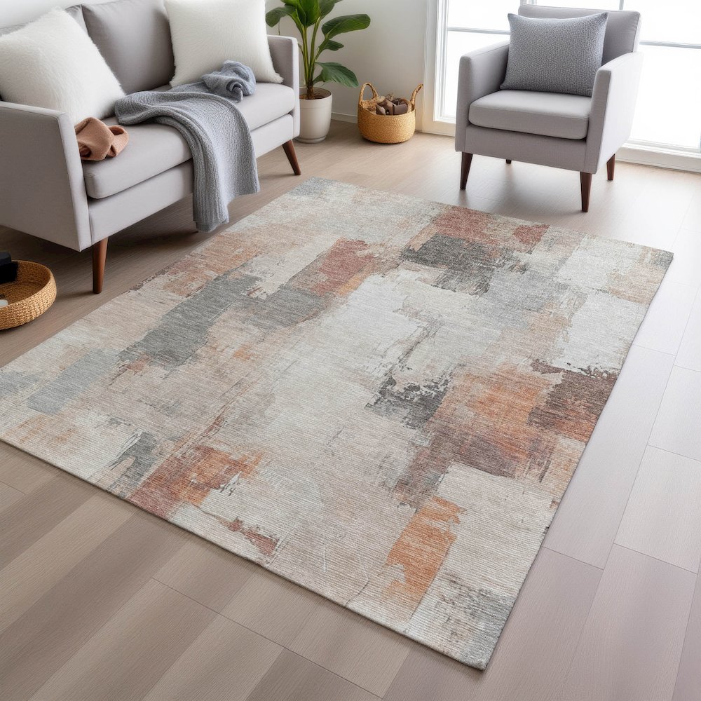 Machine Washable Indoor/Outdoor Chantille Paprika 2'6" x 3'10" Rug. Picture 5