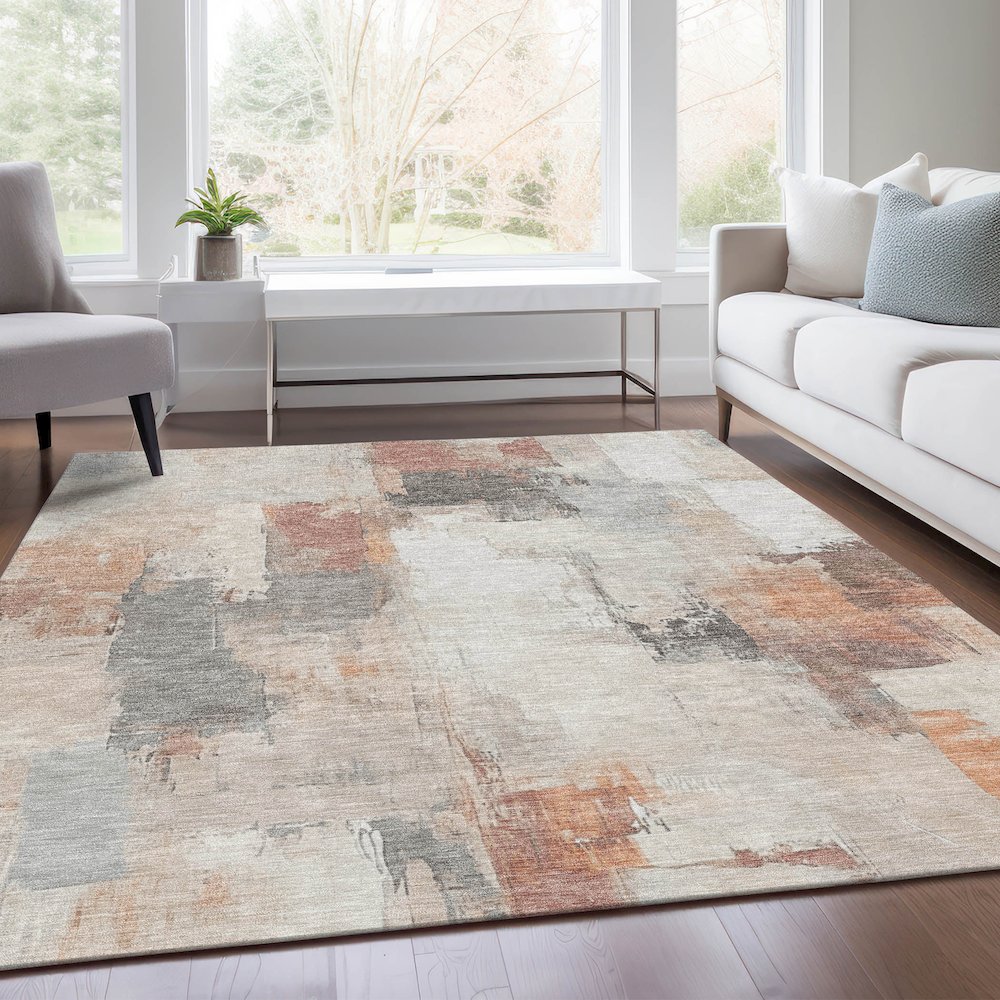 Machine Washable Indoor/Outdoor Chantille Paprika 2'6" x 3'10" Rug. Picture 6