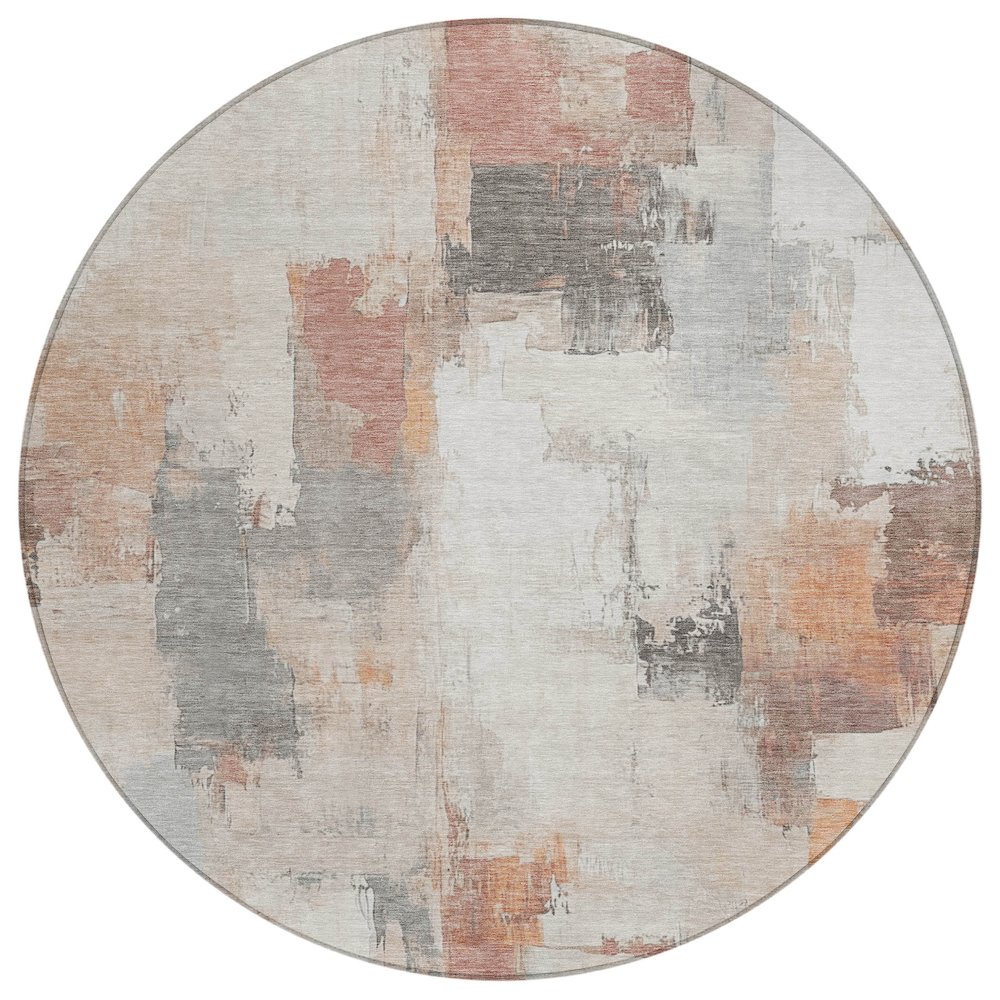 Machine Washable Indoor/Outdoor Chantille Paprika 8' x 8' Round Rug. Picture 1