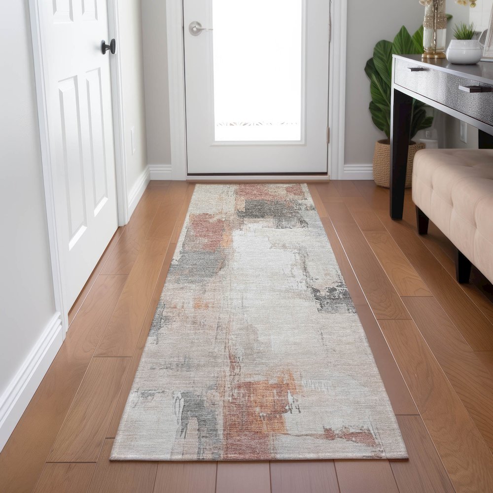 Machine Washable Indoor/Outdoor Chantille Paprika 2'3" x 7'6" Runner Rug. Picture 5