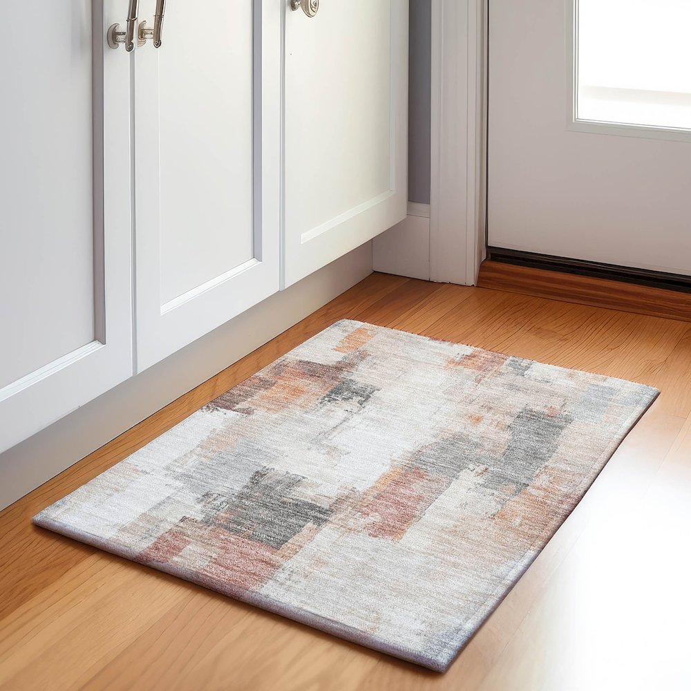 Machine Washable Indoor/Outdoor Chantille Paprika 1'8" x 2'6" Rug. Picture 5