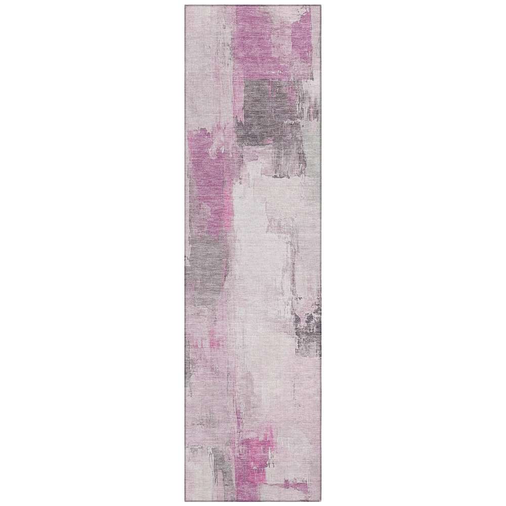Machine Washable Indoor/Outdoor Chantille Pink 2'3" x 7'6" Runner Rug. Picture 1