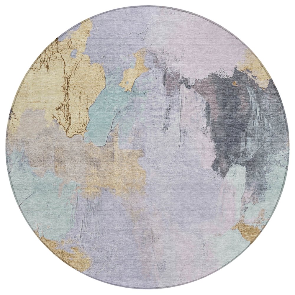 Machine Washable Indoor/Outdoor Chantille Lavender 8' x 8' Round Rug. Picture 1