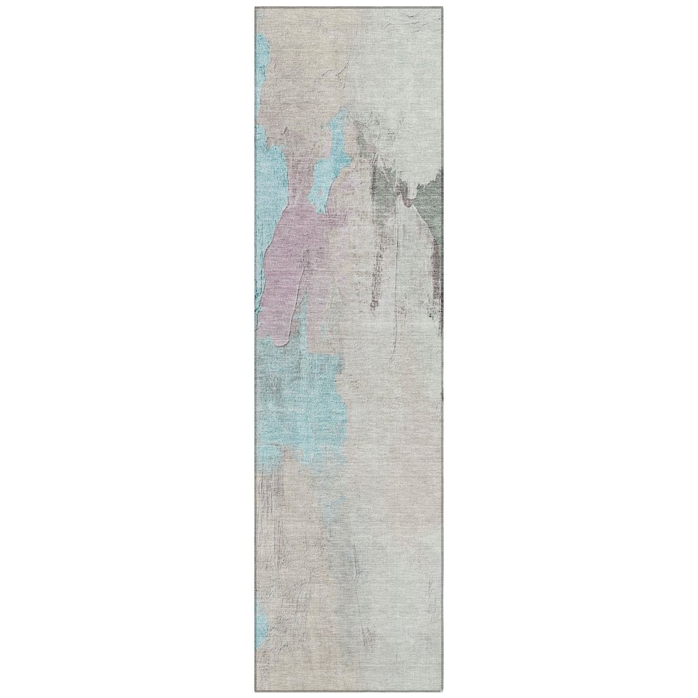 Machine Washable Indoor/Outdoor Chantille Teal 2'3" x 7'6" Runner Rug. Picture 1