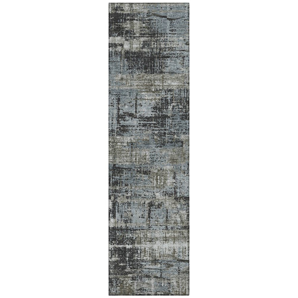 Machine Washable Indoor/Outdoor Chantille Charcoal 2'3" x 7'6" Runner Rug. Picture 1