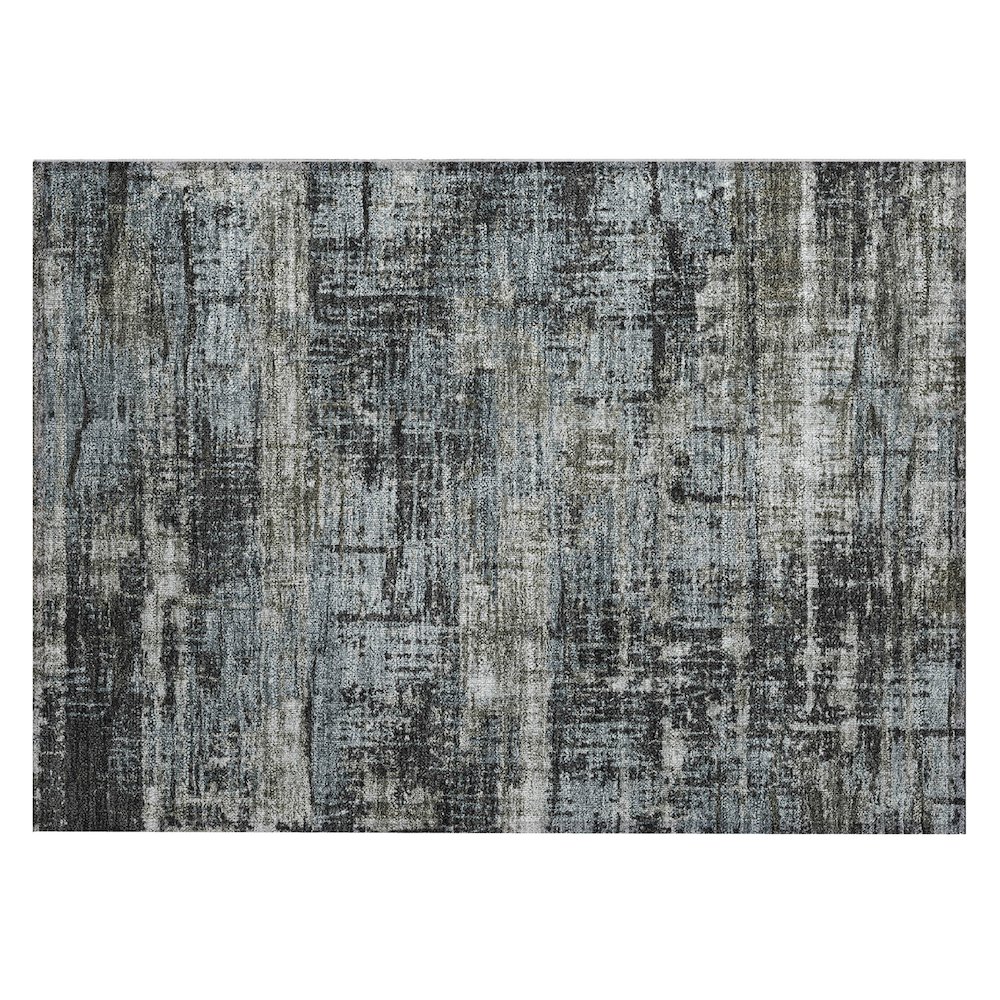 Machine Washable Indoor/Outdoor Chantille Charcoal 1'8" x 2'6" Rug. Picture 1