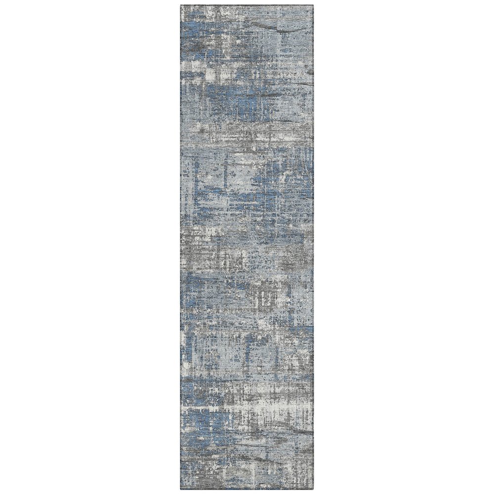 Machine Washable Indoor/Outdoor Chantille Denim 2'3" x 7'6" Runner Rug. Picture 1
