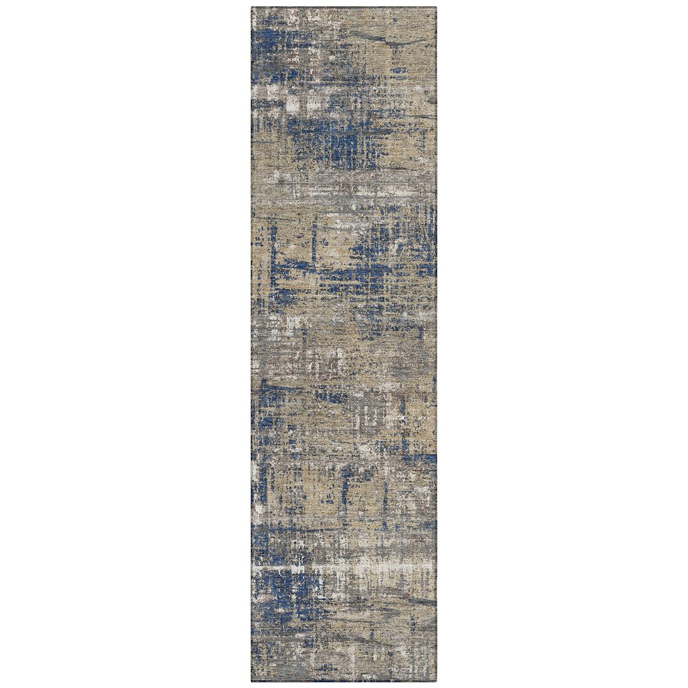 Machine Washable Indoor/Outdoor Chantille Navy 2'3" x 7'6" Runner Rug. Picture 1