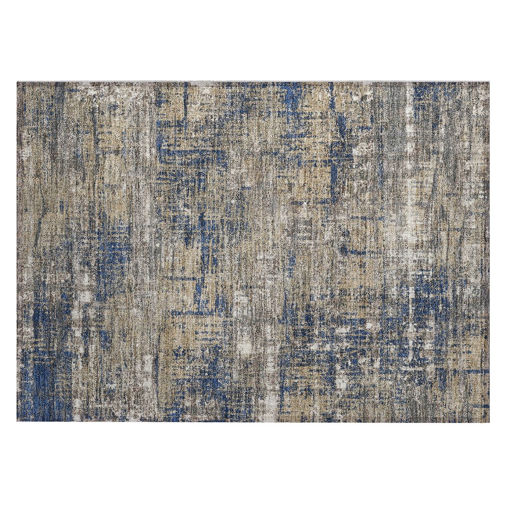 Machine Washable Indoor/Outdoor Chantille Navy 1'8" x 2'6" Rug. Picture 1