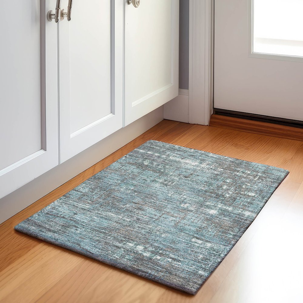 Machine Washable Indoor/Outdoor Chantille Taupe 1'8" x 2'6" Rug. Picture 5