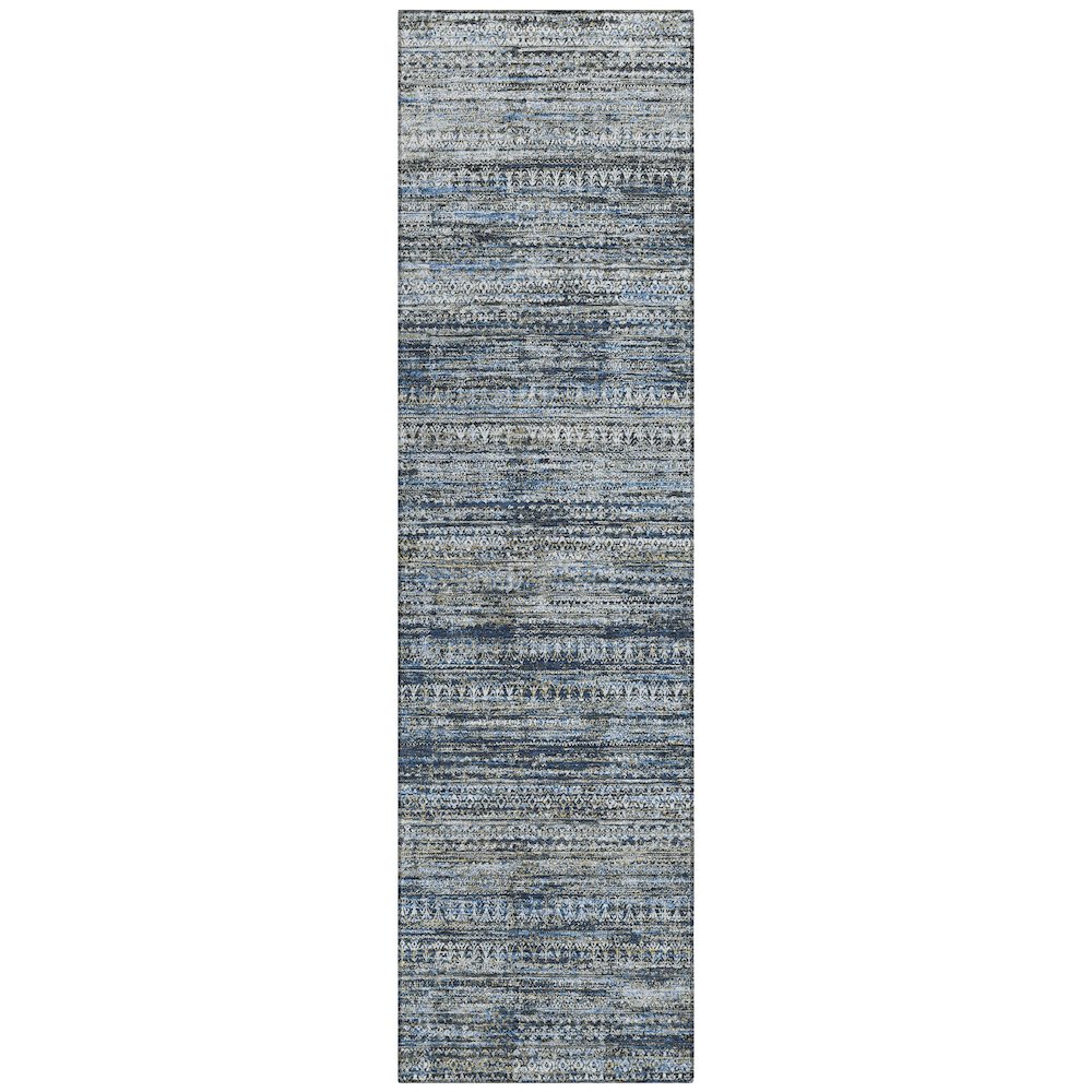 Machine Washable Indoor/Outdoor Chantille Denim 2'3" x 7'6" Runner Rug. Picture 1