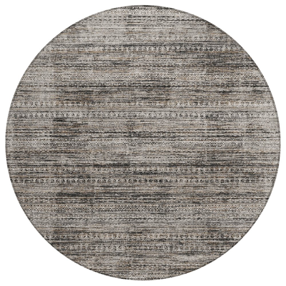 Machine Washable Indoor/Outdoor Chantille Taupe 8' x 8' Round Rug. Picture 1