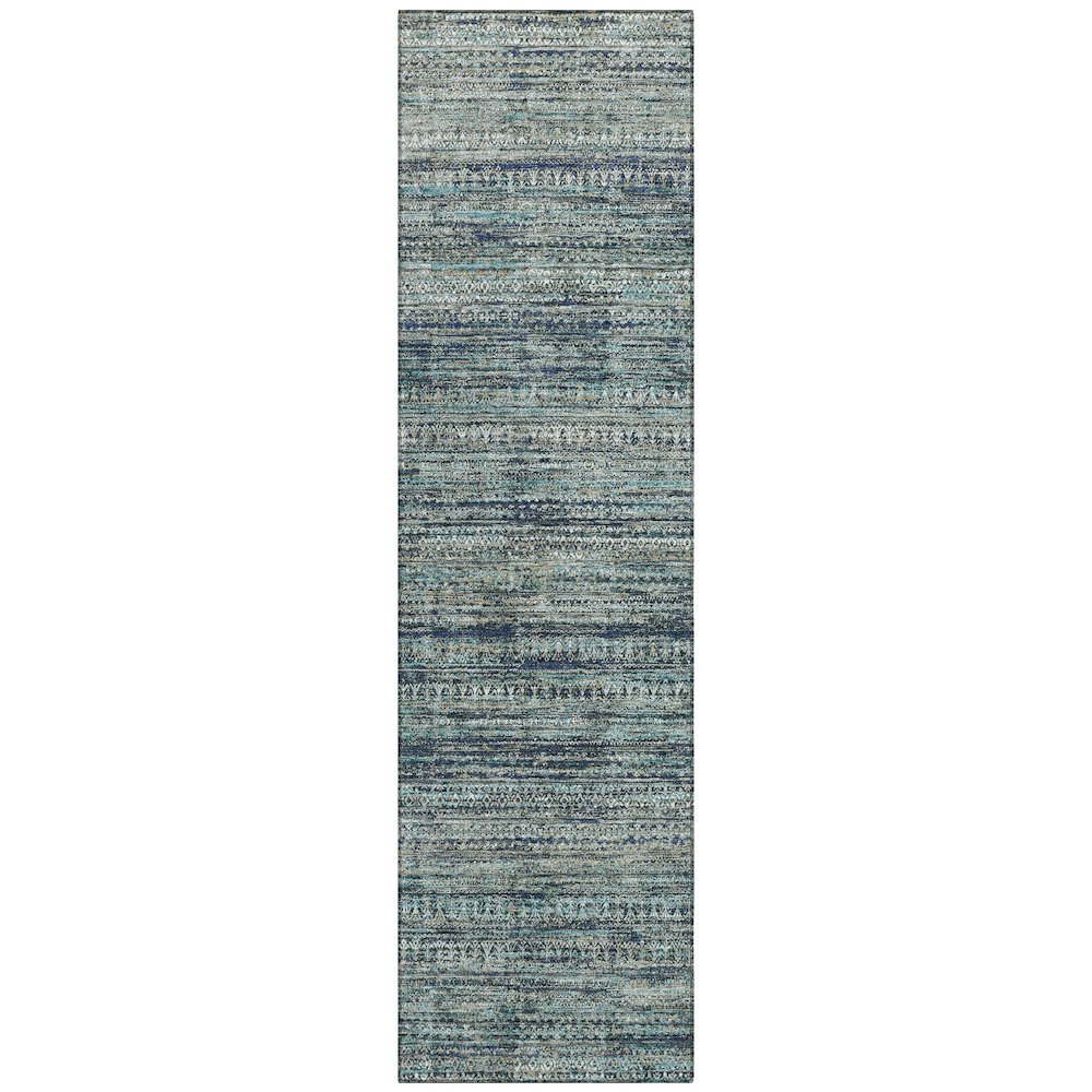 Machine Washable Indoor/Outdoor Chantille Teal 2'3" x 7'6" Runner Rug. Picture 1