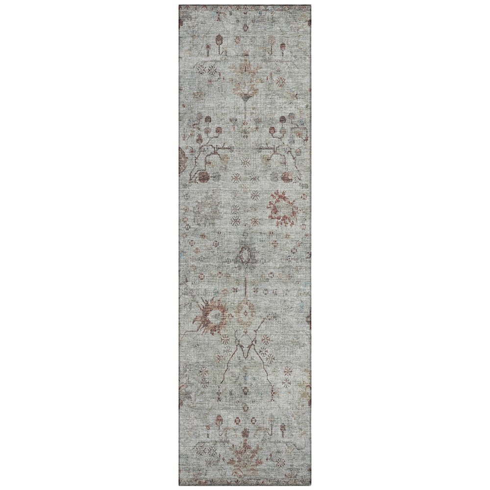 Machine Washable Indoor/Outdoor Chantille Gray 2'3" x 7'6" Runner Rug. Picture 1