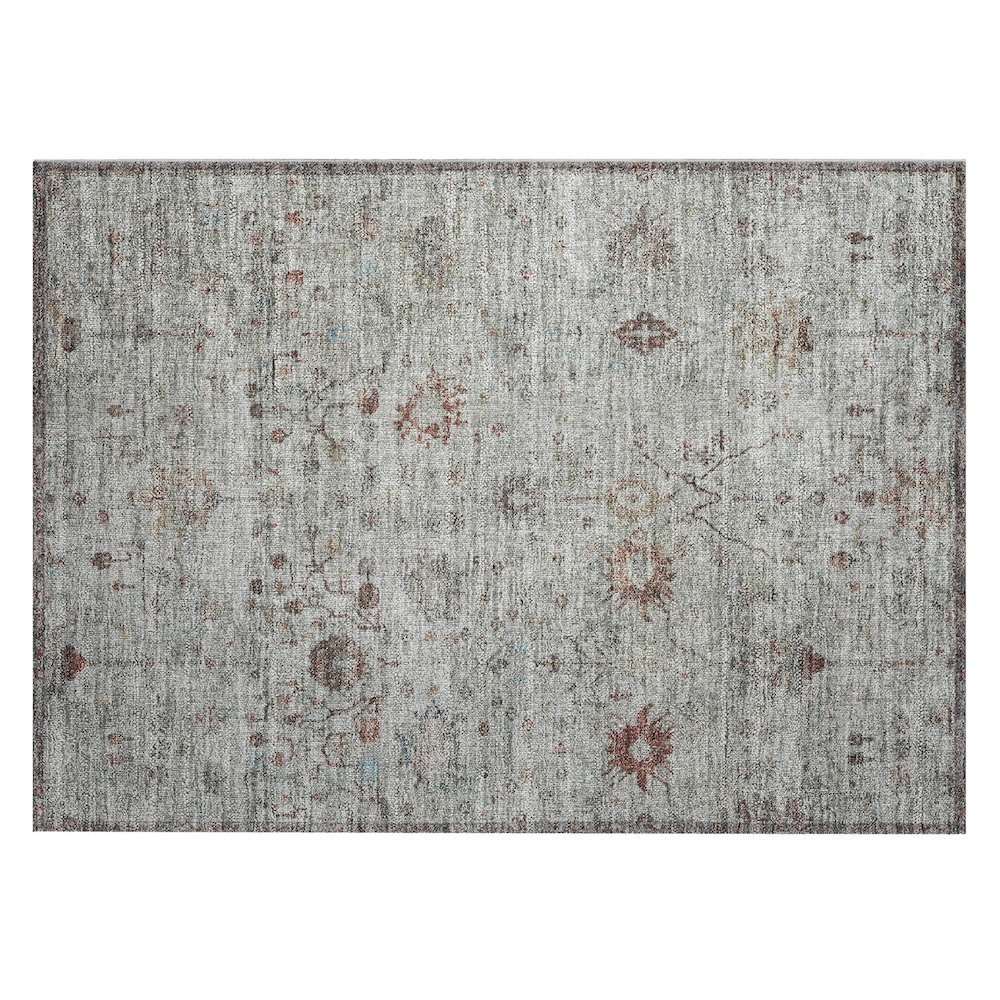 Machine Washable Indoor/Outdoor Chantille Gray 1'8" x 2'6" Rug. Picture 1