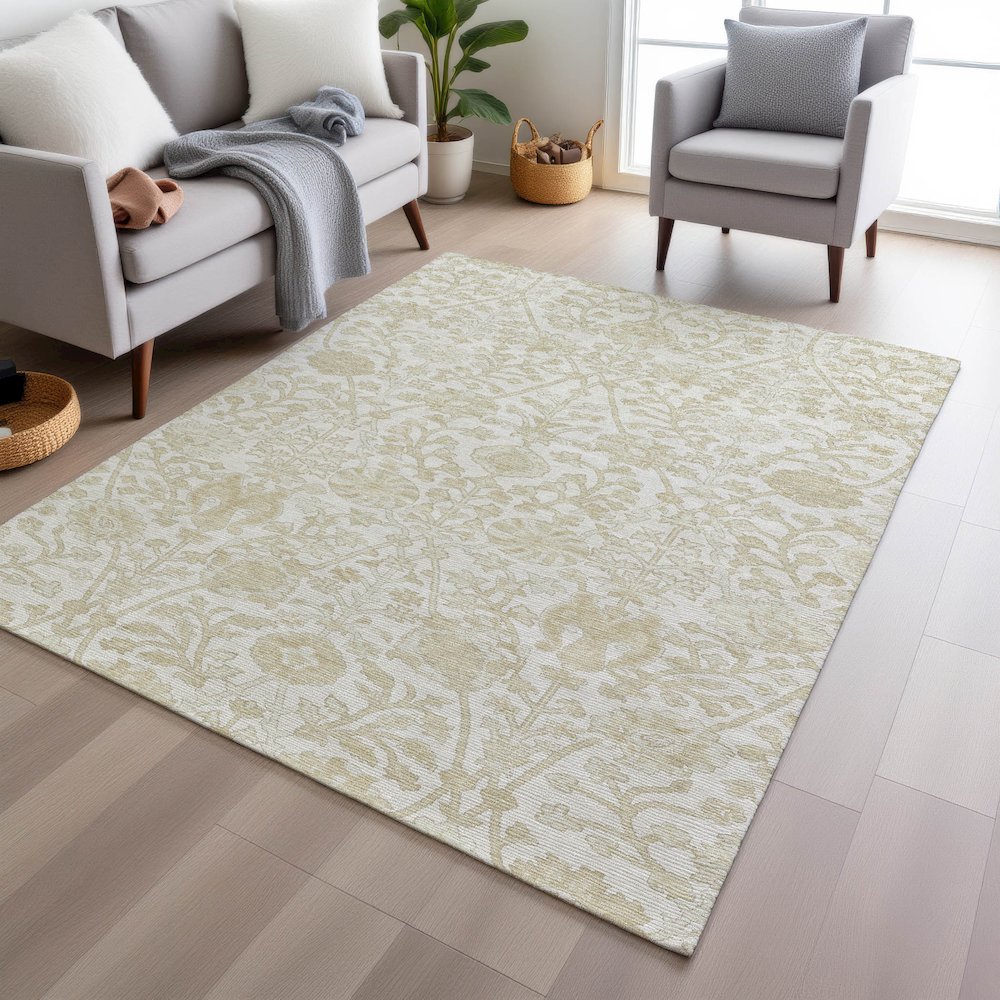 Machine Washable Indoor/Outdoor Chantille Ivory 2'6" x 3'10" Rug. Picture 5