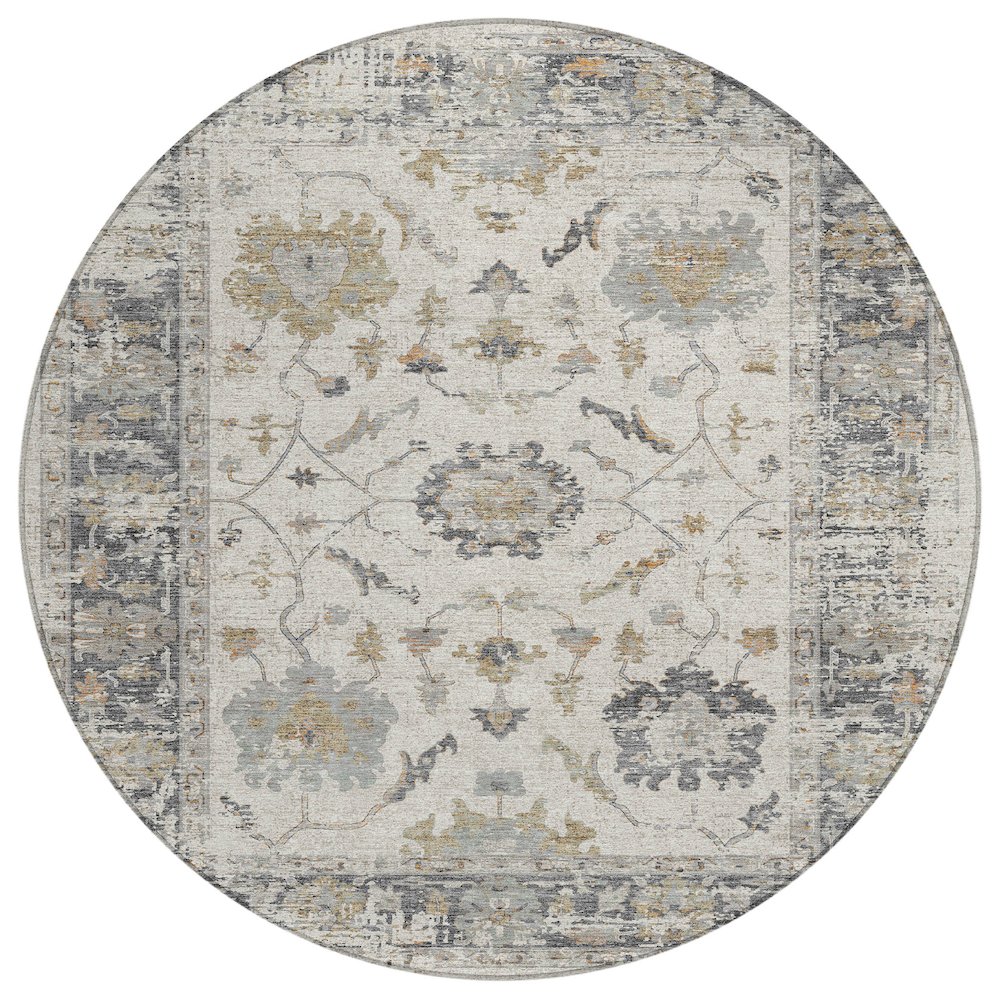 Machine Washable Indoor/Outdoor Chantille Ivory 8' x 8' Round Rug. Picture 1