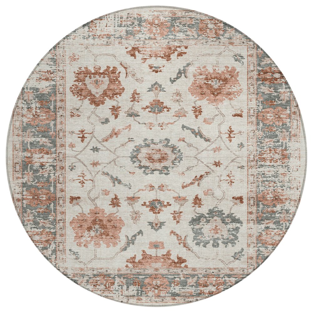 Machine Washable Indoor/Outdoor Chantille Linen 8' x 8' Round Rug. Picture 1