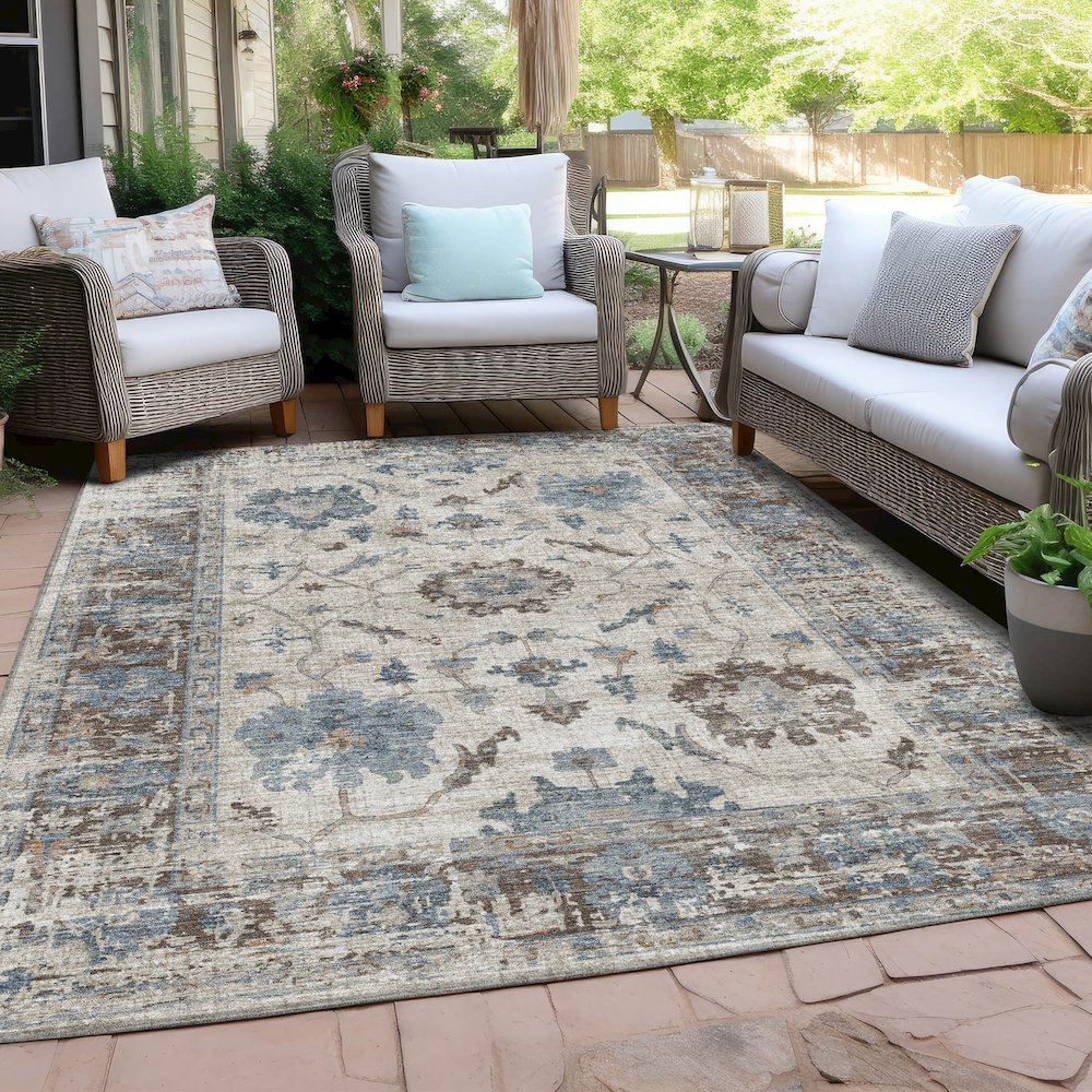 Machine Washable Indoor/Outdoor Chantille Putty 2'6" x 3'10" Rug. Picture 7