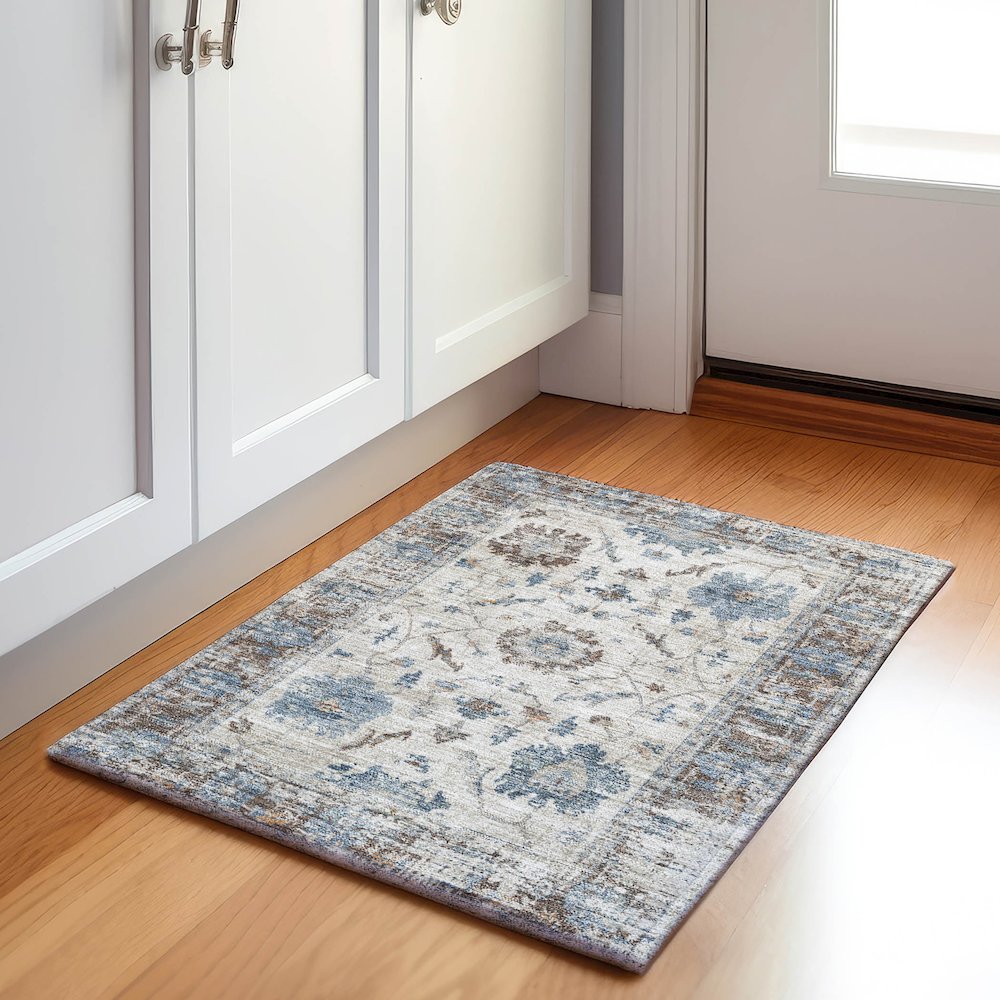 Machine Washable Indoor/Outdoor Chantille Putty 1'8" x 2'6" Rug. Picture 5