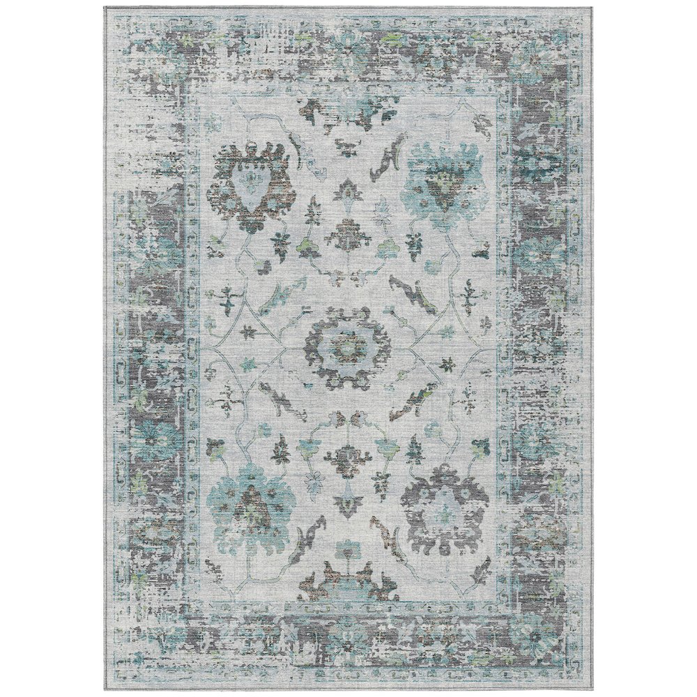 Machine Washable Indoor/Outdoor Chantille Teal 2'6" x 3'10" Rug. Picture 1
