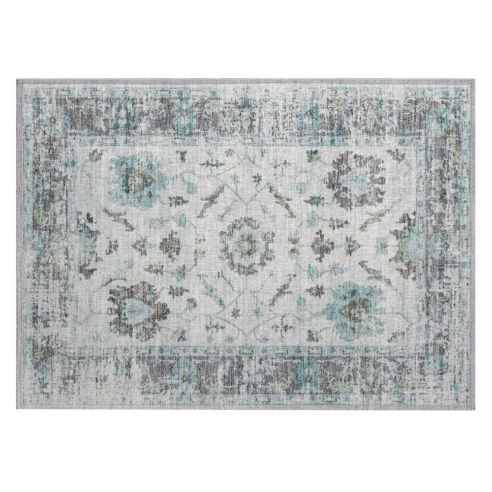Machine Washable Indoor/Outdoor Chantille Teal 1'8" x 2'6" Rug. Picture 1