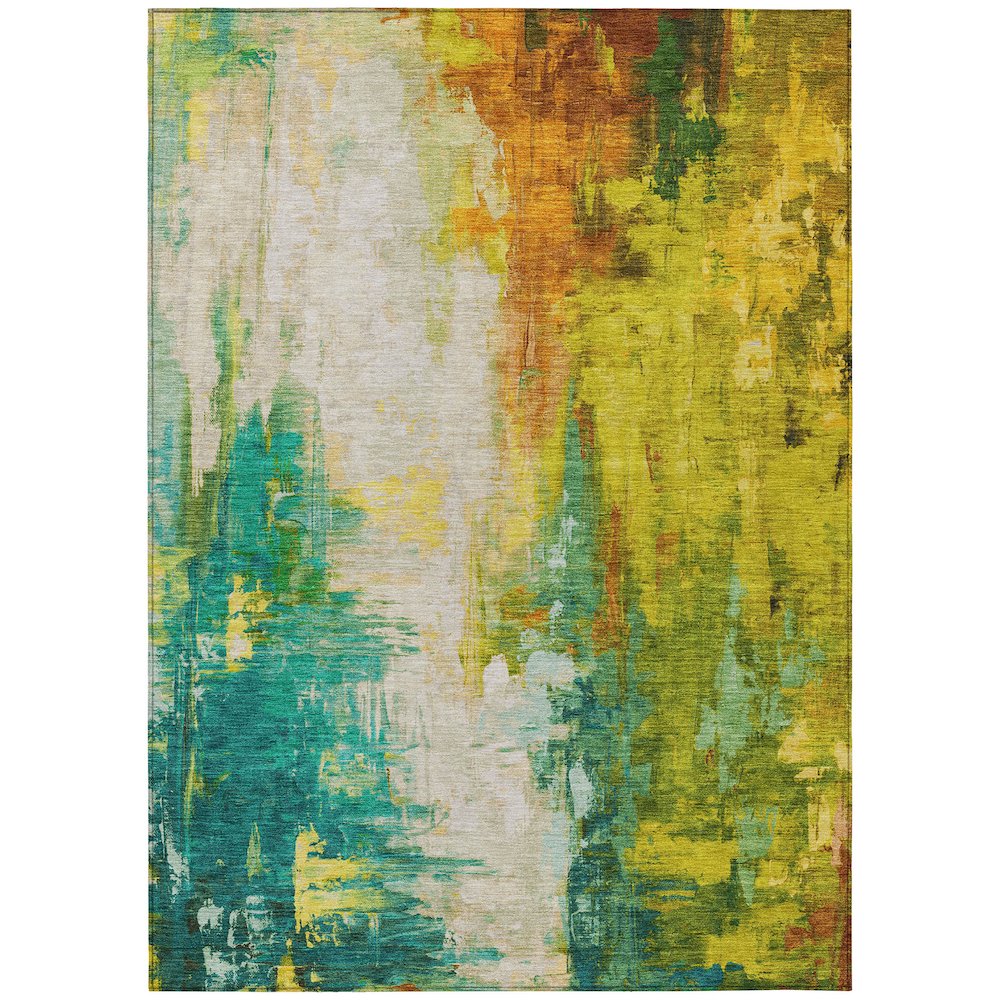Machine Washable Indoor/Outdoor Chantille Green 2'6" x 3'10" Rug. Picture 1