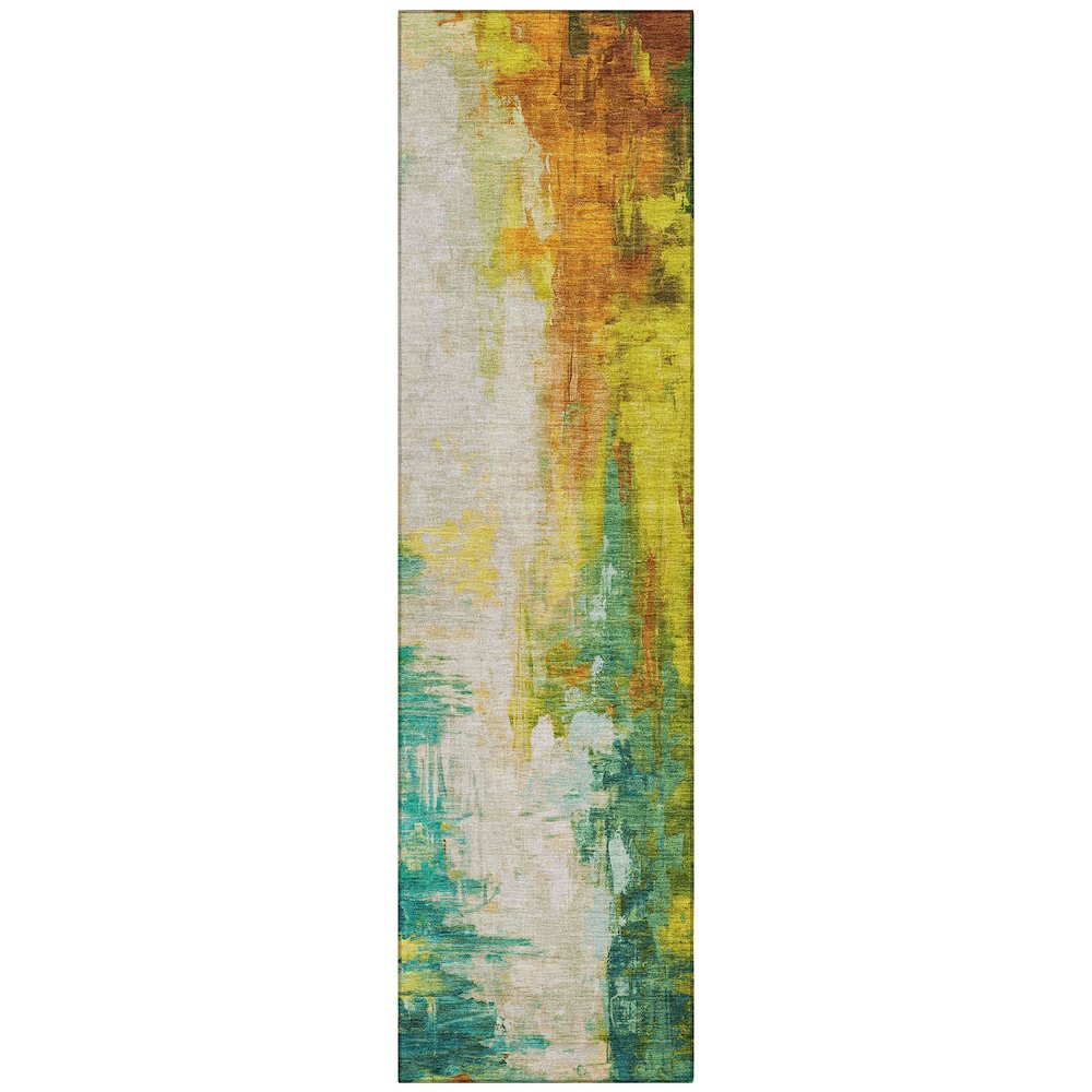 Machine Washable Indoor/Outdoor Chantille Green 2'3" x 7'6" Runner Rug. Picture 1