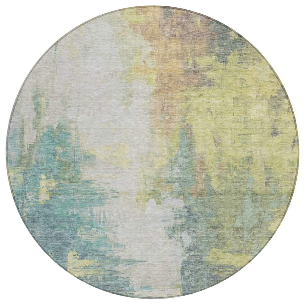 Machine Washable Indoor/Outdoor Chantille Seafoam 8' x 8' Round Rug. Picture 1