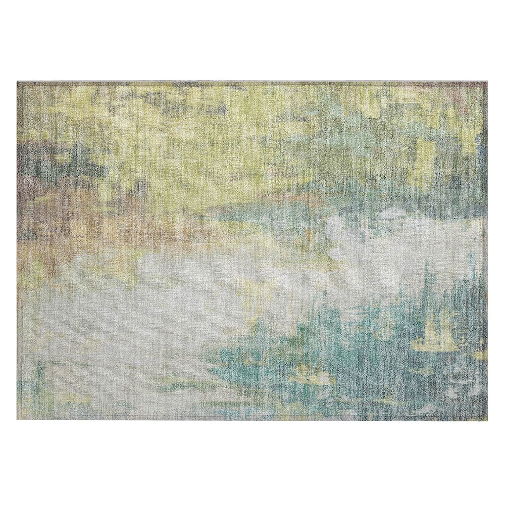 Machine Washable Indoor/Outdoor Chantille Seafoam 1'8" x 2'6" Rug. Picture 1