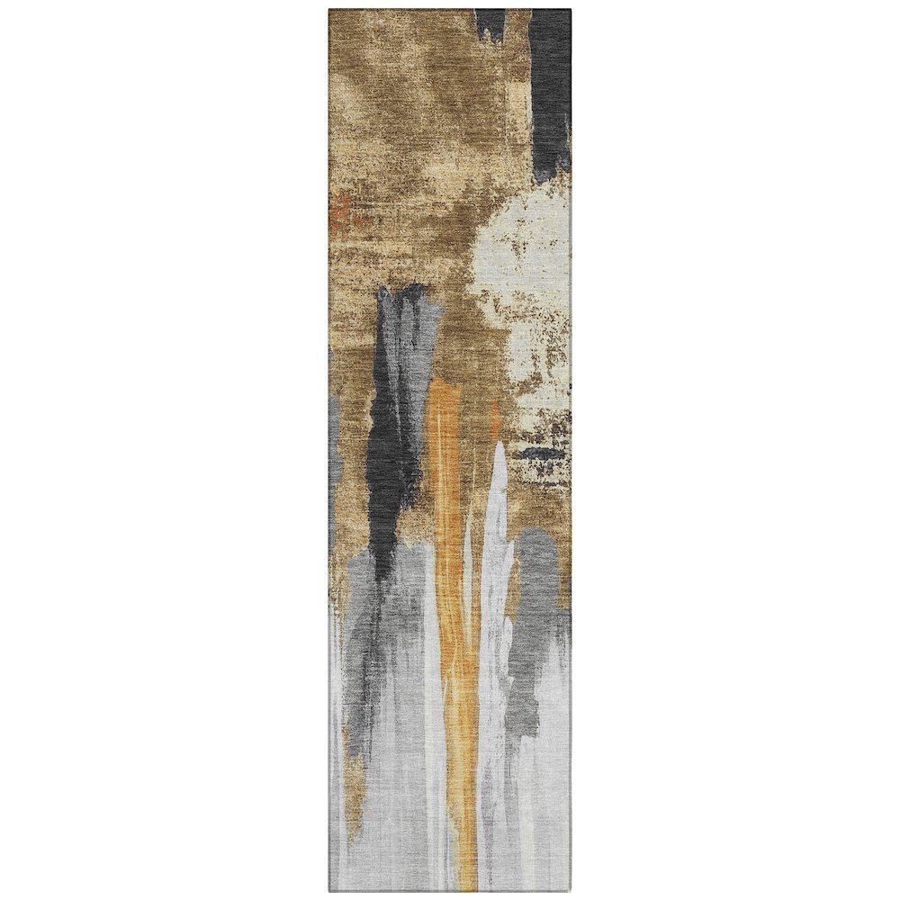 Machine Washable Indoor/Outdoor Chantille Black 2'3" x 7'6" Runner Rug. Picture 1