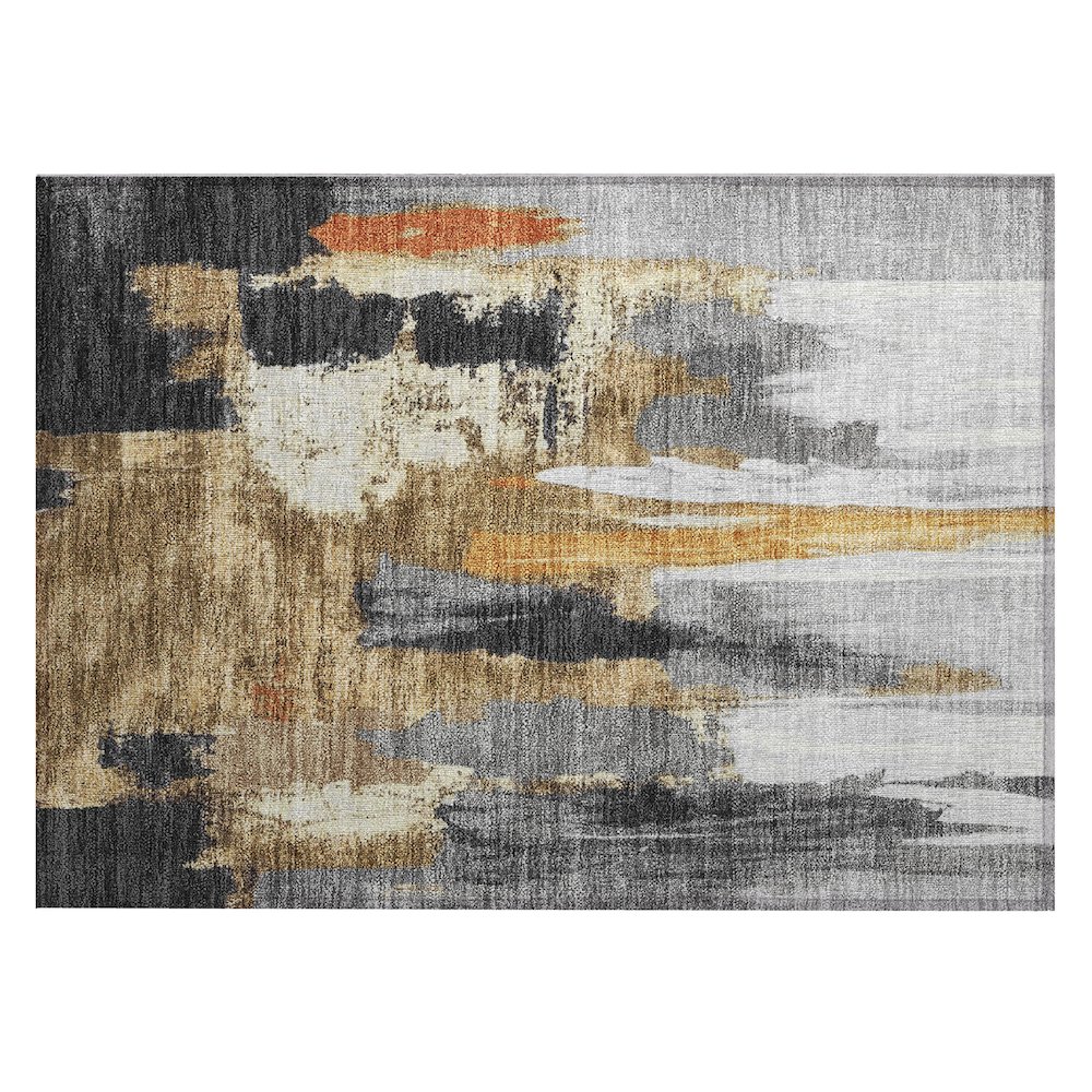 Machine Washable Indoor/Outdoor Chantille Black 1'8" x 2'6" Rug. Picture 1