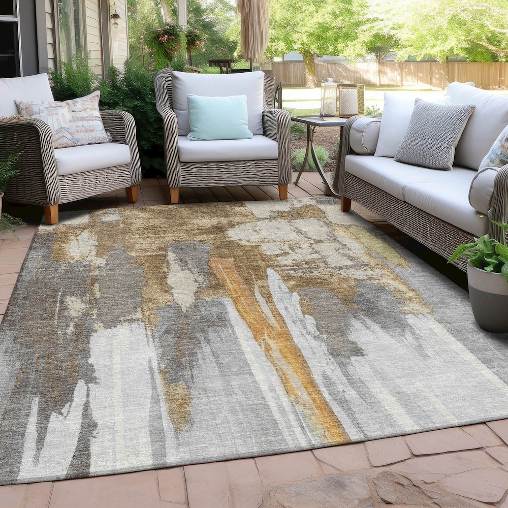 Machine Washable Indoor/Outdoor Chantille Ivory 2'6" x 3'10" Rug. Picture 7