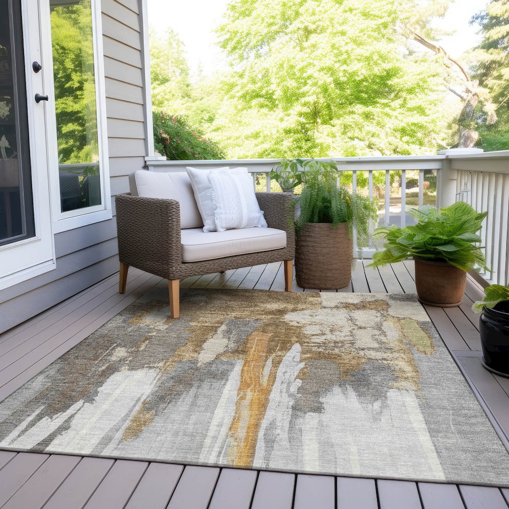Machine Washable Indoor/Outdoor Chantille Ivory 2'6" x 3'10" Rug. Picture 8