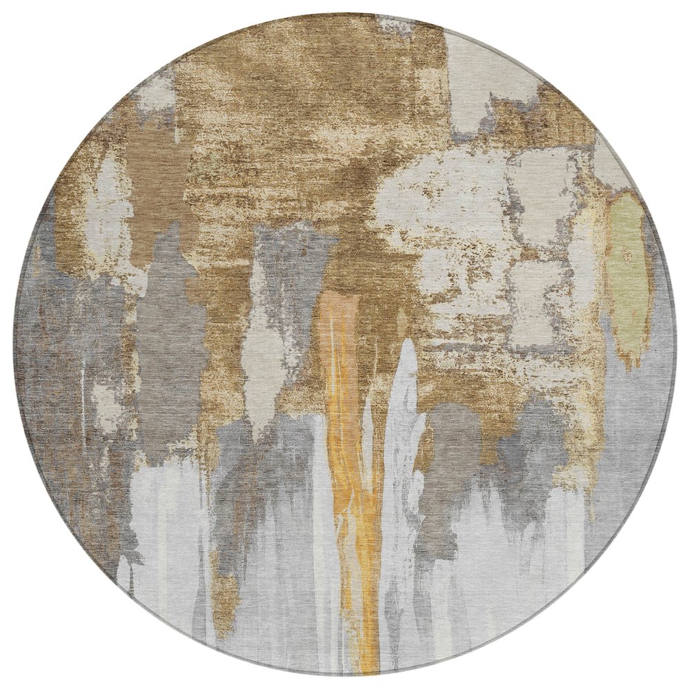 Machine Washable Indoor/Outdoor Chantille Ivory 8' x 8' Round Rug. Picture 1