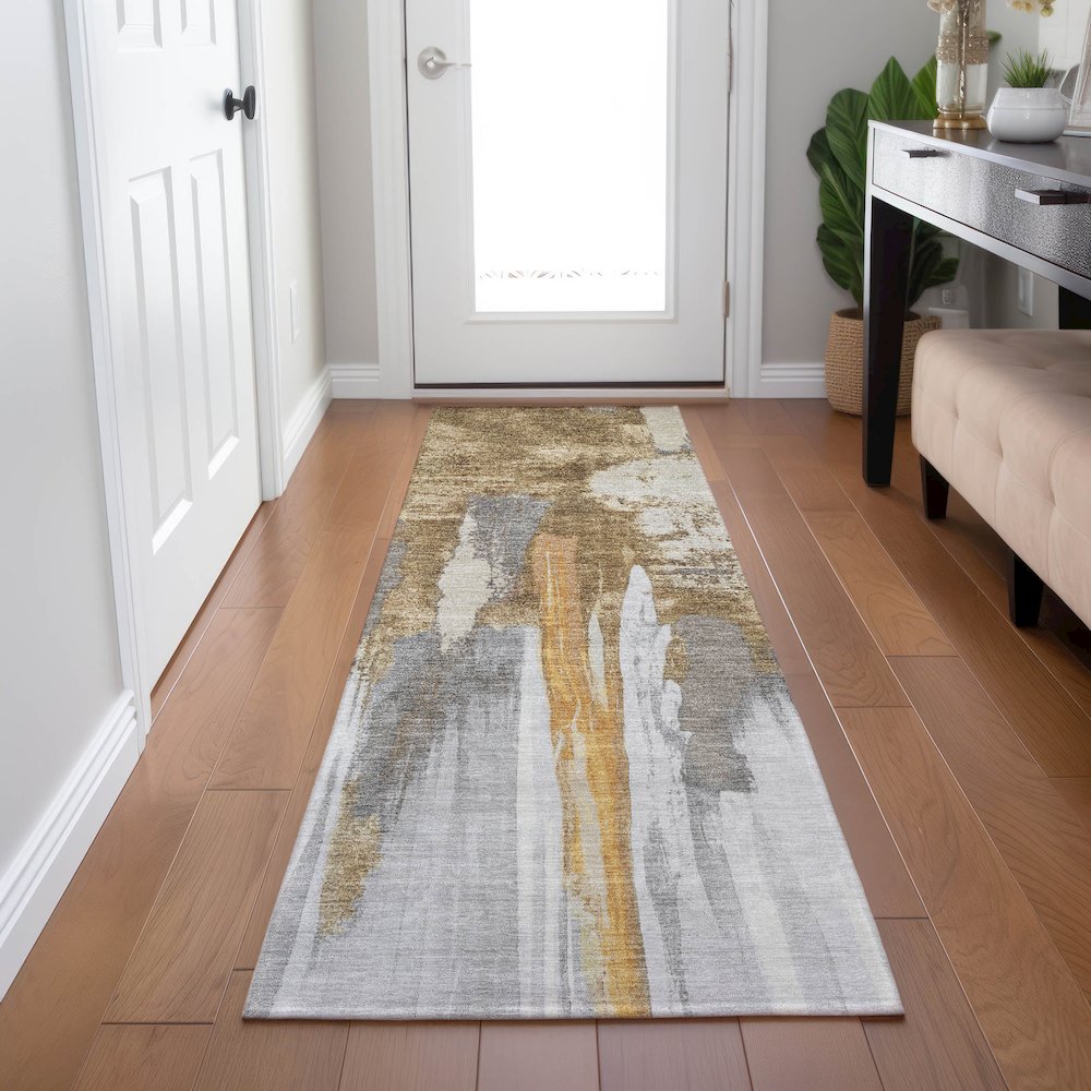 Machine Washable Indoor/Outdoor Chantille Ivory 2'3" x 7'6" Runner Rug. Picture 5