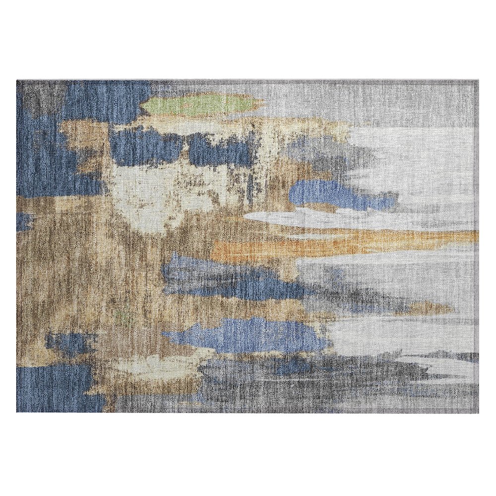 Machine Washable Indoor/Outdoor Chantille Navy 1'8" x 2'6" Rug. Picture 1