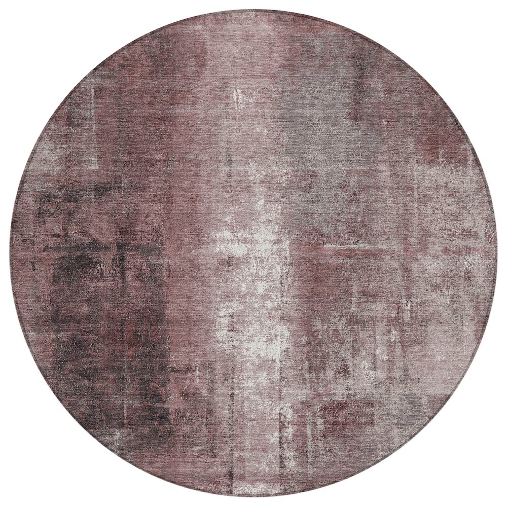 Machine Washable Indoor/Outdoor Chantille Blush 8' x 8' Round Rug. Picture 1