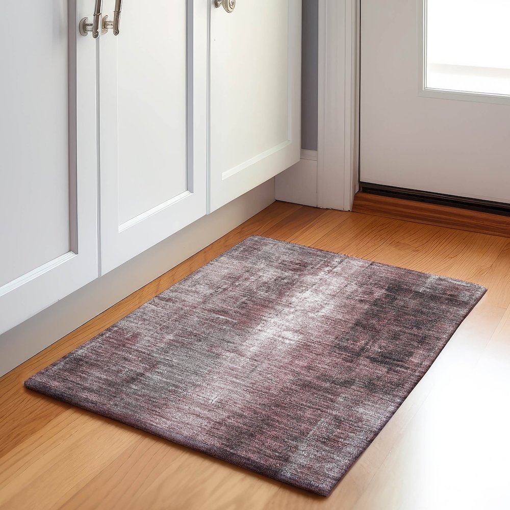 Machine Washable Indoor/Outdoor Chantille Blush 1'8" x 2'6" Rug. Picture 5