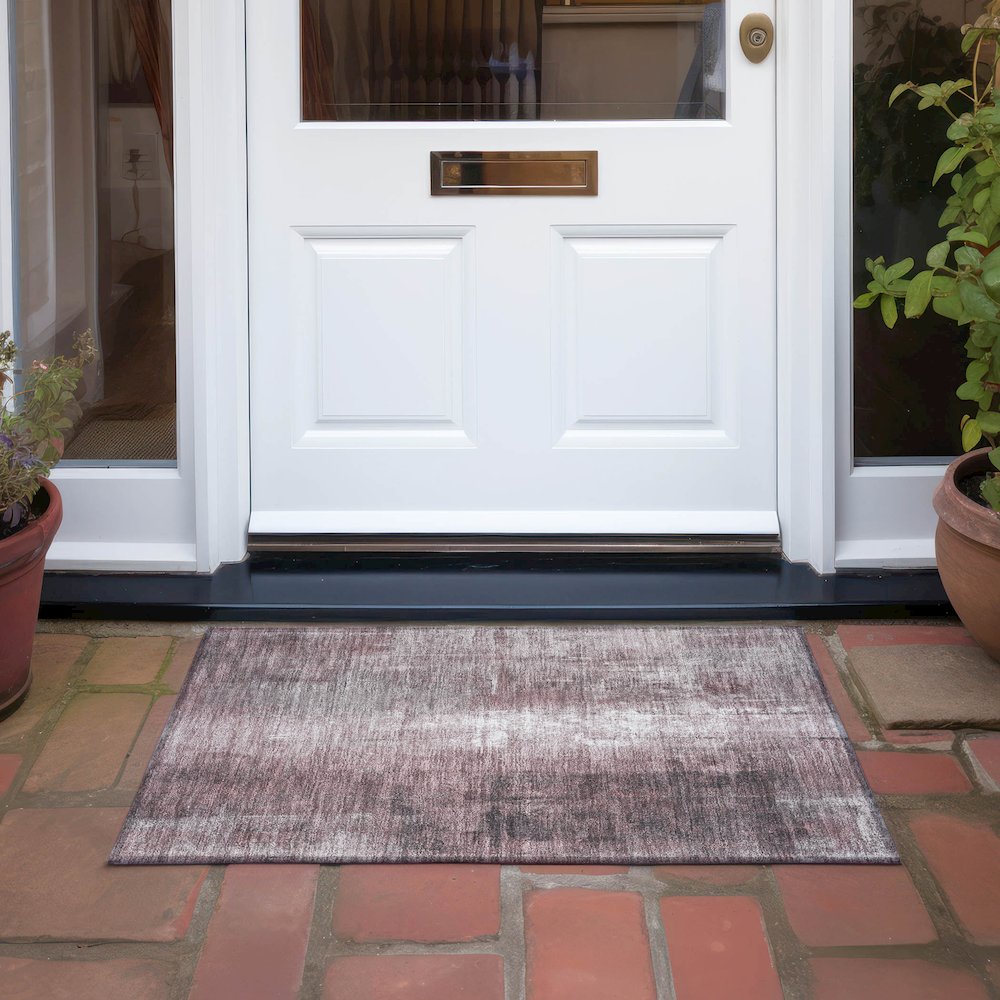 Machine Washable Indoor/Outdoor Chantille Blush 1'8" x 2'6" Rug. Picture 6