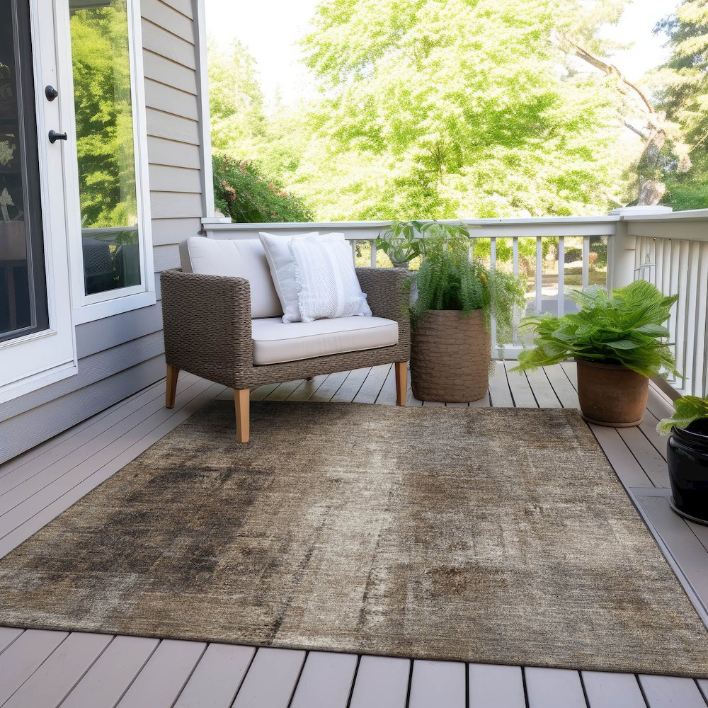 Machine Washable Indoor/Outdoor Chantille Brown 2'6" x 3'10" Rug. Picture 8