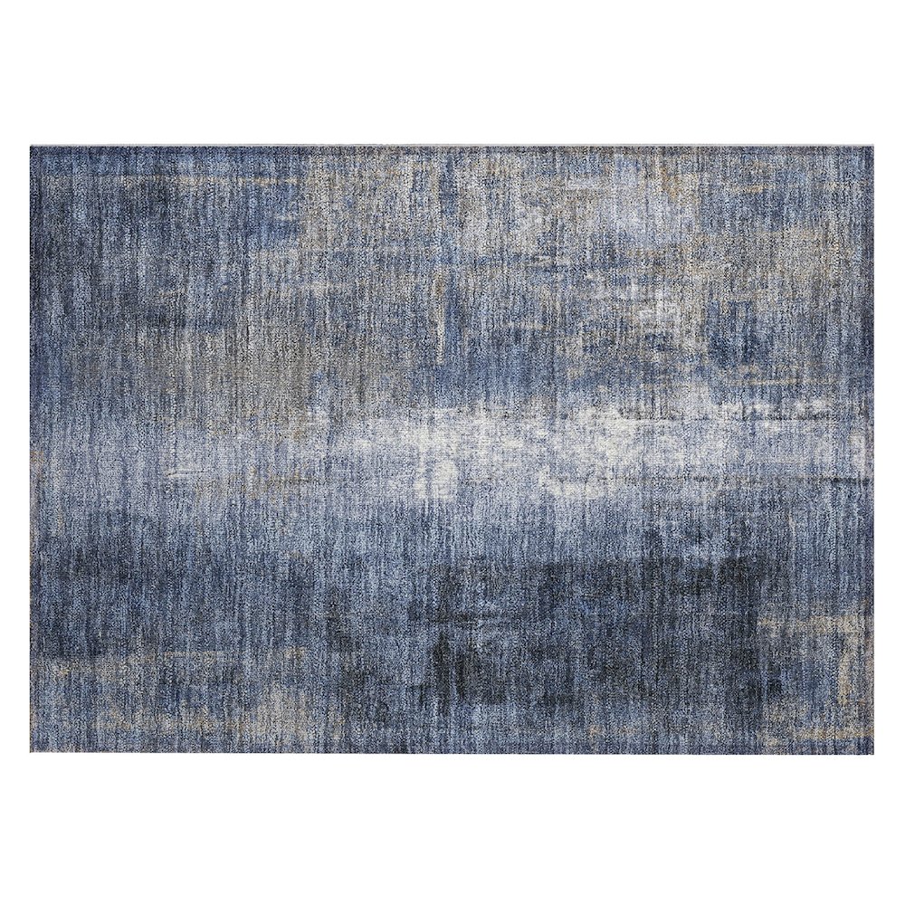 Machine Washable Indoor/Outdoor Chantille Navy 1'8" x 2'6" Rug. Picture 1