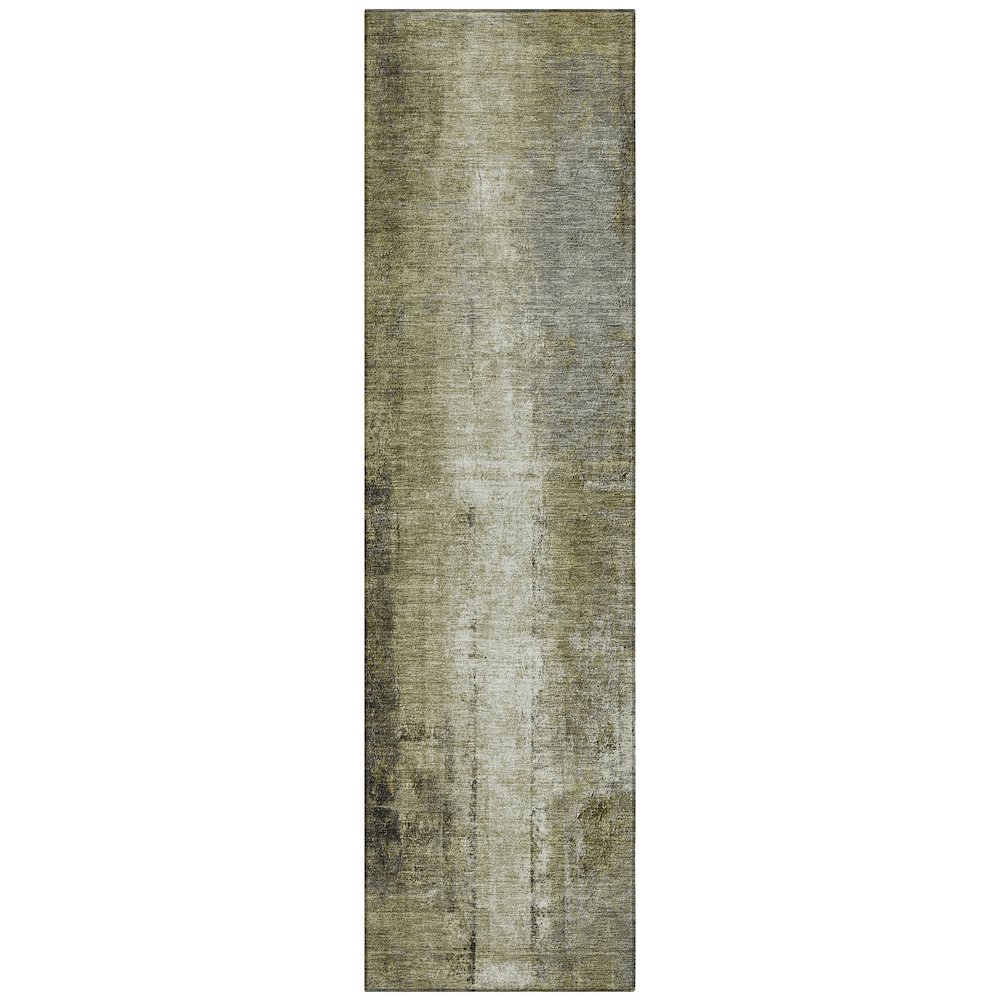 Machine Washable Indoor/Outdoor Chantille Olive 2'3" x 7'6" Runner Rug. Picture 1