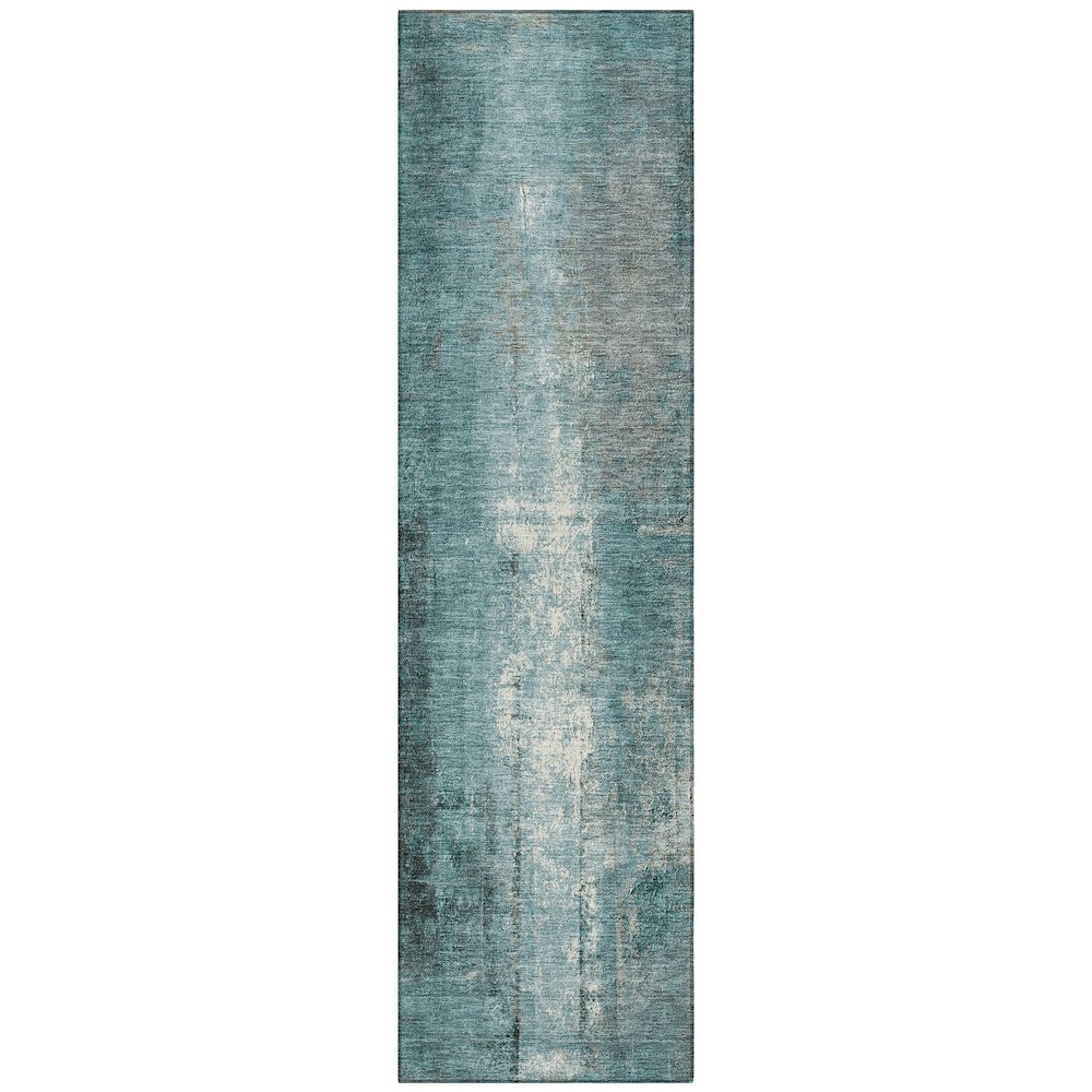 Machine Washable Indoor/Outdoor Chantille Teal 2'3" x 7'6" Runner Rug. Picture 1