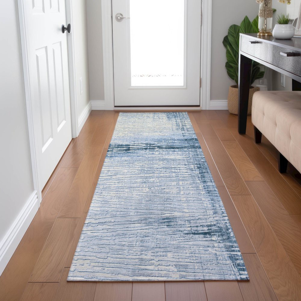 Machine Washable Indoor/Outdoor Chantille Sky 2'3" x 7'6" Runner Rug. Picture 5