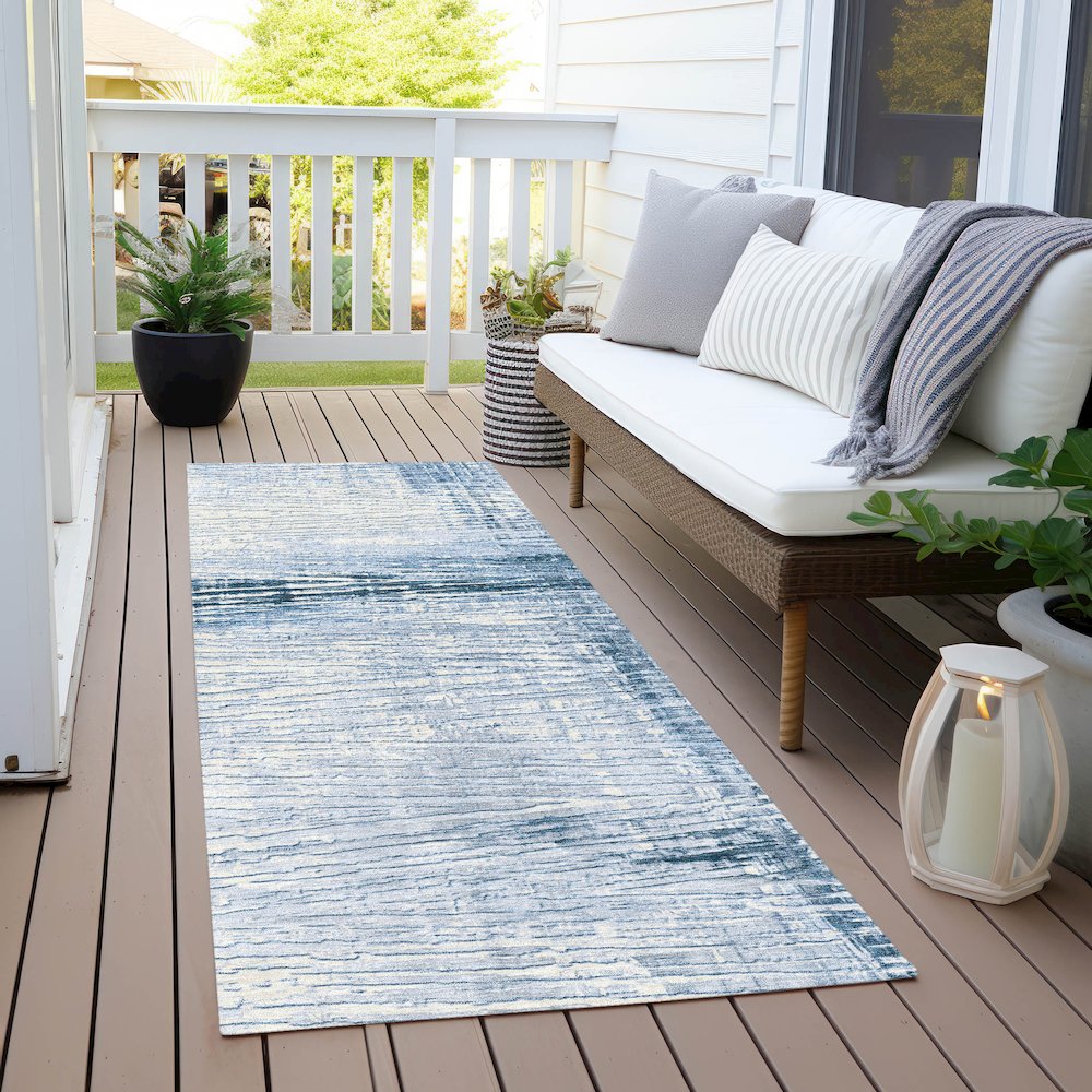 Machine Washable Indoor/Outdoor Chantille Sky 2'3" x 7'6" Runner Rug. Picture 6